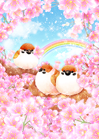良い福をもたらす「福良雀と寒桜」