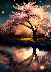 Beautiful night cherry blossoms#725