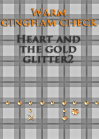 Warm gingham check<Heart,gold glitter2>