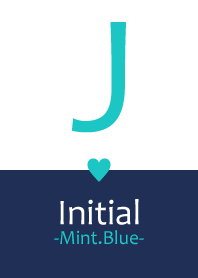 Initial "J" -Navy&Mint.Blue-