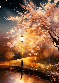 Beautiful night cherry blossoms#1141