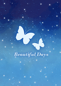 蝴蝶-浪漫夜空 漸層藍色