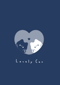 แมวคู่ / navy monochrome