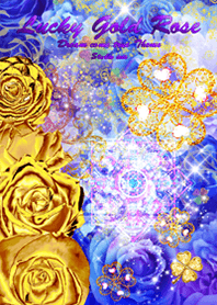 Gold Rose clover mandala blue