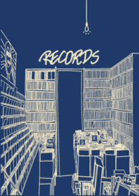 aesthetic record store navy/beige