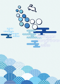 色んな種類の和柄-水色パージョン-