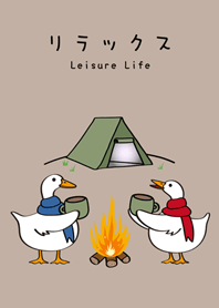 鴨鴨情侶露營中(咖啡色)