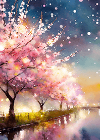 Beautiful night cherry blossoms#1531