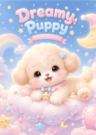Dreamy puppy in the sky