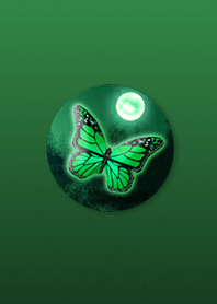 Butterfly green dancing in the night