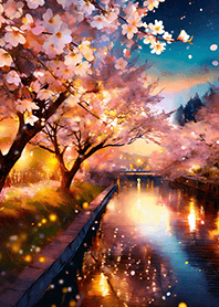 Beautiful night cherry blossoms#737