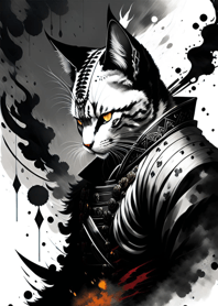 Ink wash cat samurai Ba7FE9