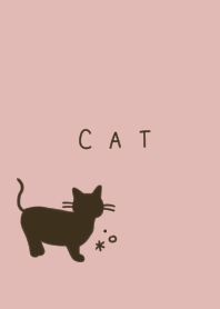 ピンクベージュと猫。ブラウン。