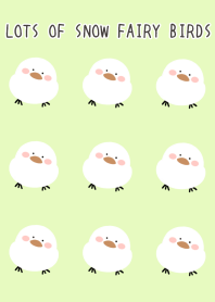 LOTS OF SNOW FAIRY BIRDS-YELLOW GREEN
