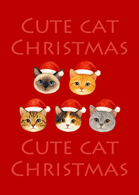可愛貓咪聖誕節-紅色