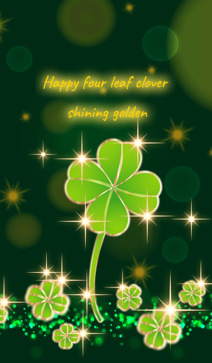 Happy golden four leaf clover