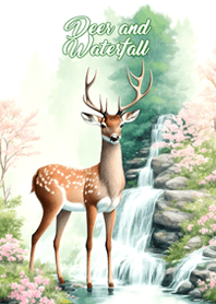 Deer and Waterfall