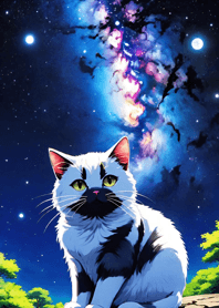 Night Moon Star Cat 05124c
