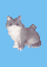 Black Cute Cat Pixel Art Theme  Blue 05