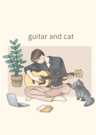 guitar and cat
