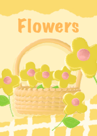 ดอกไม้สีเหลืองในตะกร้า