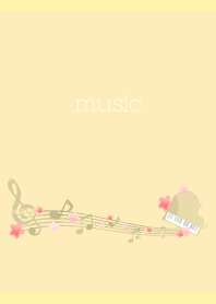 桜と音符 薄い黄色