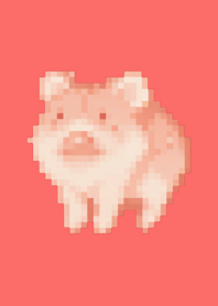 Porco Pixel Art Tema Vermelho 01
