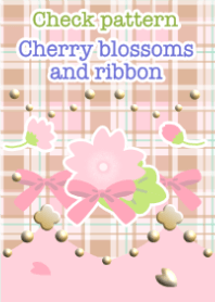 Check pattern<Cherry blossoms,ribbon>
