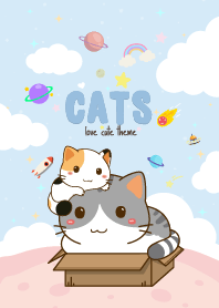 Three Cats Cloud Blue