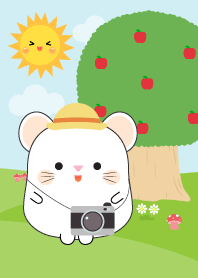 Fat White Mouse in Forest Theme