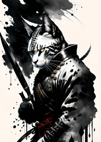 Ink wash cat samurai 43aa76