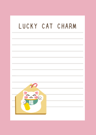LUCKY CAT CHARM NOTEBOOK-ROSE PINK