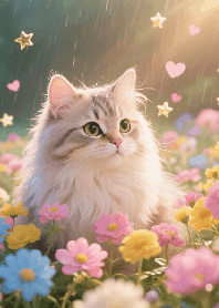 Flowers, Rain and a Cat 02