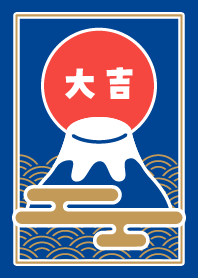 Simple/Lucky Mt.Fuji/Indigo x Red x Gold