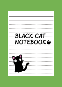 BLACK CAT NOTEBOOK-GREEN-YELLOWj
