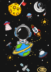 The Little Astronaut in Tiny Planet