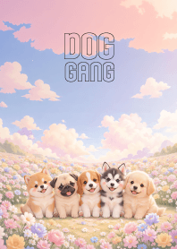 Lovely Dog Group In Flower