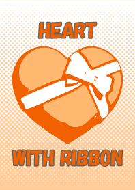 TEH ORANGE HEART WITH RIBBON