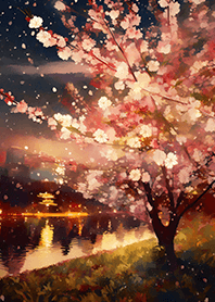 Beautiful night cherry blossoms#2256