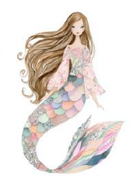 เจ้าหญิงเงือกผ้าลายดอกไม้สไตล์วินเทจ