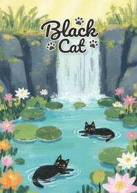 Cute lucky black cat theme 40