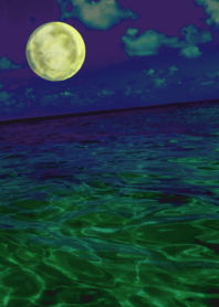 lucky full moon on the sea
