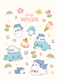 วาฬกับแมวน้ำน่ารัก มินิมอล
