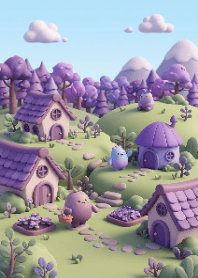 Cozy Purple Pastel Village