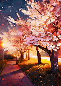 Beautiful night cherry blossoms#705