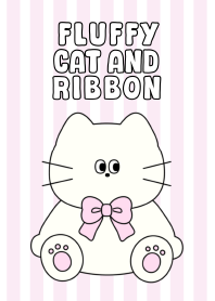 Fluffy cat and ribbon