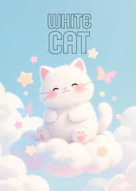 Lovely White Cat In Sky Theme