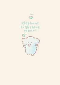 Simple elephant light blue heart beige