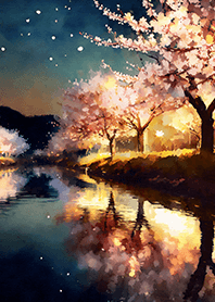 Beautiful night cherry blossoms#59