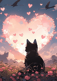 仰望愛心夢幻般天空的貓。療癒您的心❤19